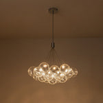LightfixturesUAE-19-Light Modern Dimmable LED Ribbed Glass Bubble Cluster Chandelier-Chandeliers-Chrome-