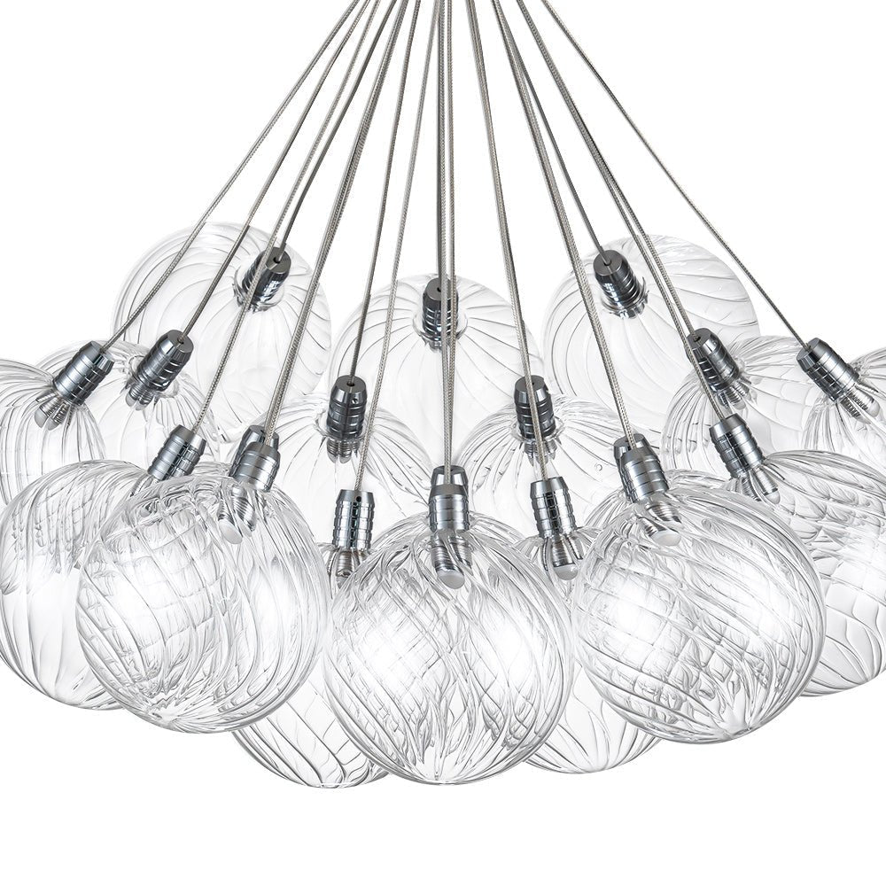 LightfixturesUAE-19-Light Modern Dimmable LED Ribbed Glass Bubble Cluster Chandelier-Chandeliers-Chrome-