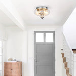 LightfixturesUAE-2-Light Farmhouse Hammer Glass Flush Mount Ceiling Light-Ceiling Lights - 
