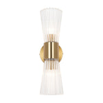 LightfixturesUAE-2-Light Luxury Minimalist Clear Ribbed Glass Double-Conical Wall Sconce-Wall Lights-Brass-