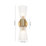 LightfixturesUAE-2-Light Luxury Minimalist Clear Ribbed Glass Double-Conical Wall Sconce-Wall Lights-Brass-