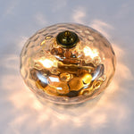 LightfixturesUAE-2-Light Mid-Century Amber Hammer Glass Flush Mount Ceiling Light-Ceiling Lights - 