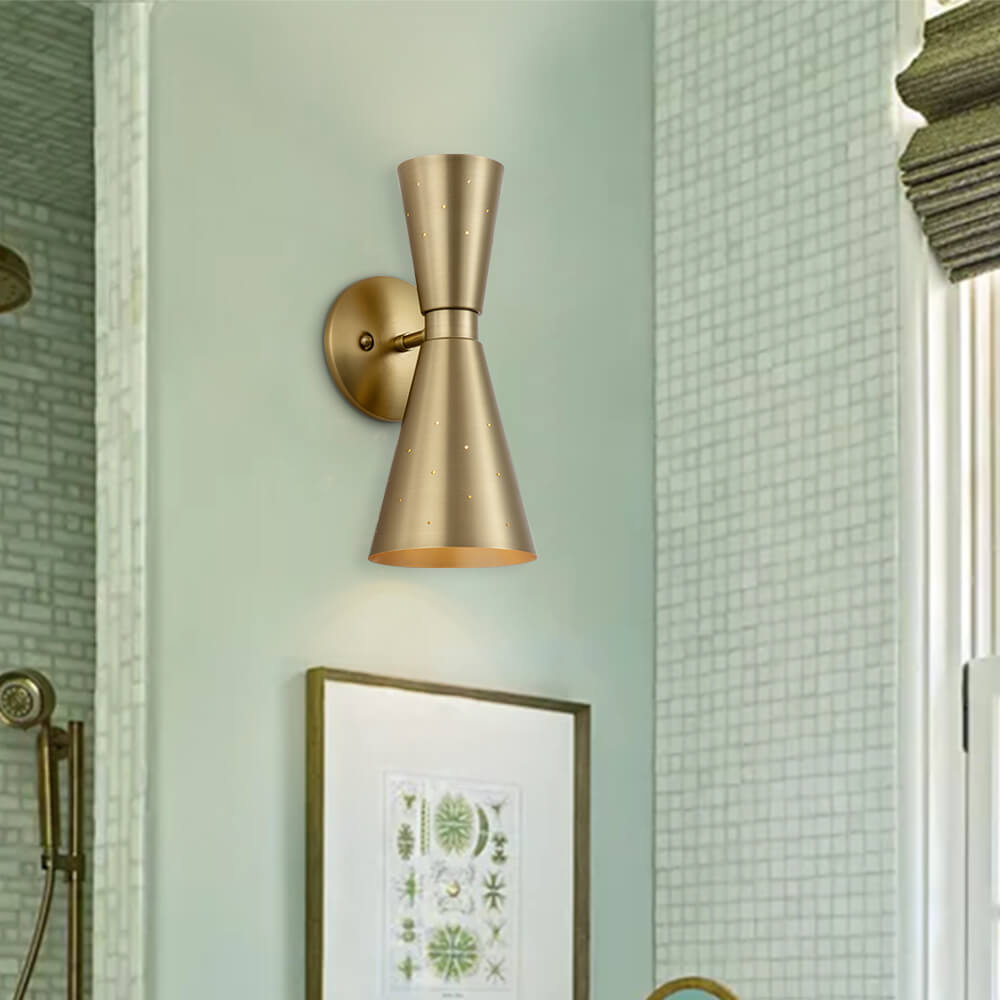 LightfixturesUAE-2-Light Mid-Century Modern Starry Hourglass Mcm Wall Sconces-Wall Lights-Brass-