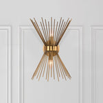 LightfixturesUAE-2-Light Mid Century Modern Sunburst Wall Sconce-Wall Lights-Brass-
