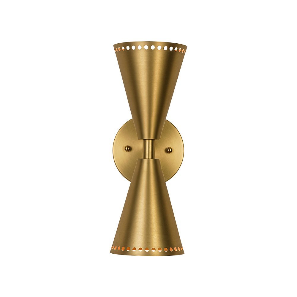 LightfixturesUAE-2-Light Modern Brushed Brass Double-Conical Wall Sconce-Wall Lights-Brass-