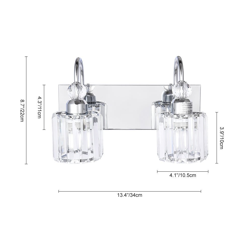 LightfixturesUAE-2-Light Modern Crystal Bathroom Vanity Light-Wall Lights-Chrome-2-Light