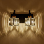 LightfixturesUAE-2-Light Modern Crystal Square Wall Sconce-Wall Lights-Black+Brass-