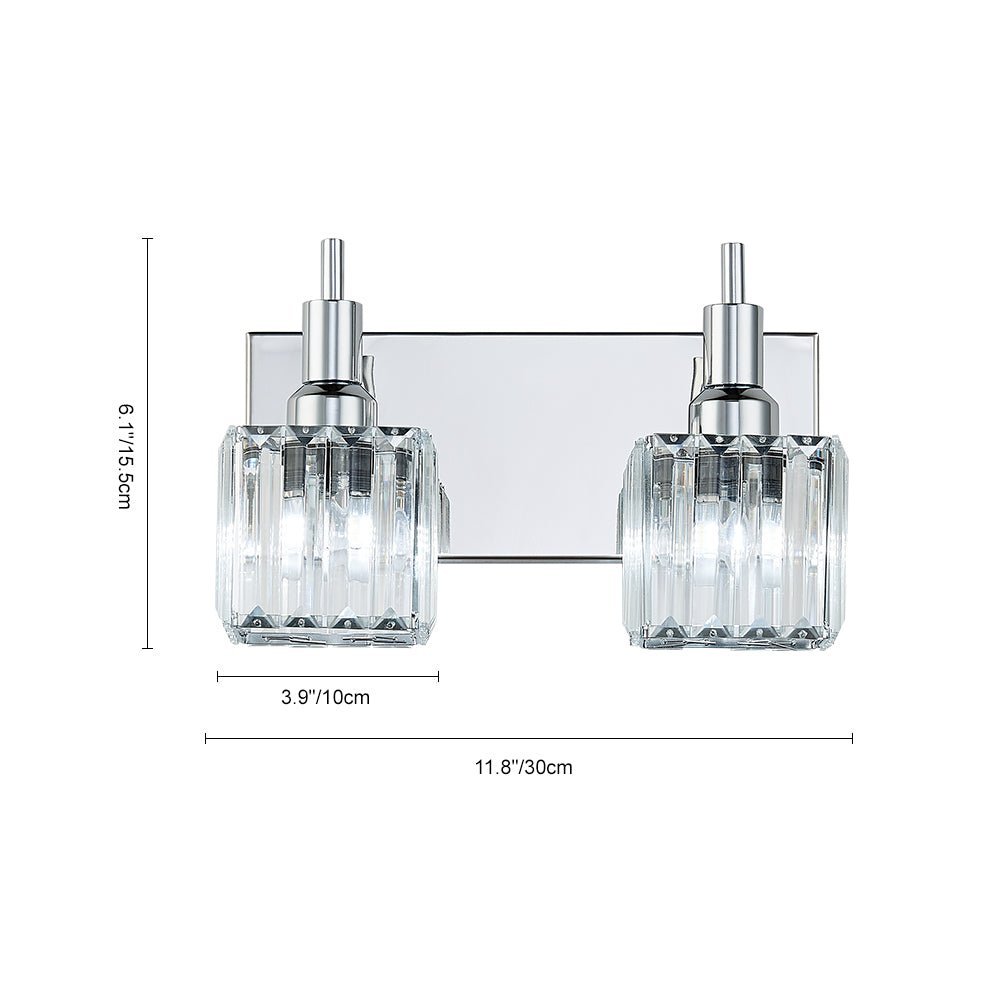 LightfixturesUAE-2-Light Modern Crystal Square Wall Sconce-Wall Lights-Black+Brass-