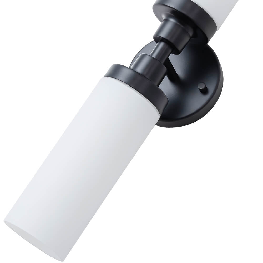 LightfixturesUAE-2-Light Modern Cylindrical Opal Glass Linear Bathroom Sconces-Wall Lights-Black-