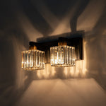 LightfixturesUAE-2-Light Modern Dimmable Crystal Square Wall Sconce-Wall Lights-Chrome-