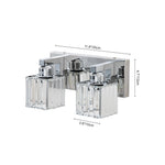 LightfixturesUAE-2-Light Modern Dimmable Crystal Square Wall Sconce-Wall Lights-Chrome-