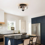 LightfixturesUAE-2-Light Modern Farmhouse Hammered Glass Dome Flush Mount Ceiling Light-Ceiling Lights - 