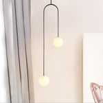 LightfixturesUAE-2-Light Modern Hand Blown Opal Glass Globe Chandelier-Chandeliers-Black-
