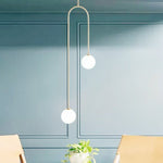 LightfixturesUAE-2-Light Modern Hand Blown Opal Glass Globe Chandelier-Chandeliers-Brass-