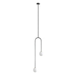 LightfixturesUAE-2-Light Modern Hand Blown Opal Glass Globe Chandelier-Chandeliers-Brass-