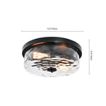 LightfixturesUAE-2-Light Modern Water Ripped Glass Drum Flush Mount-Ceiling Lights - 