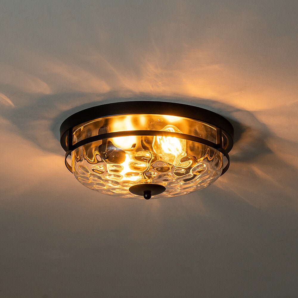 LightfixturesUAE-2-Light Modern Water Ripple Glass Flush Mount Ceiling Light-Ceiling Lights-Black-