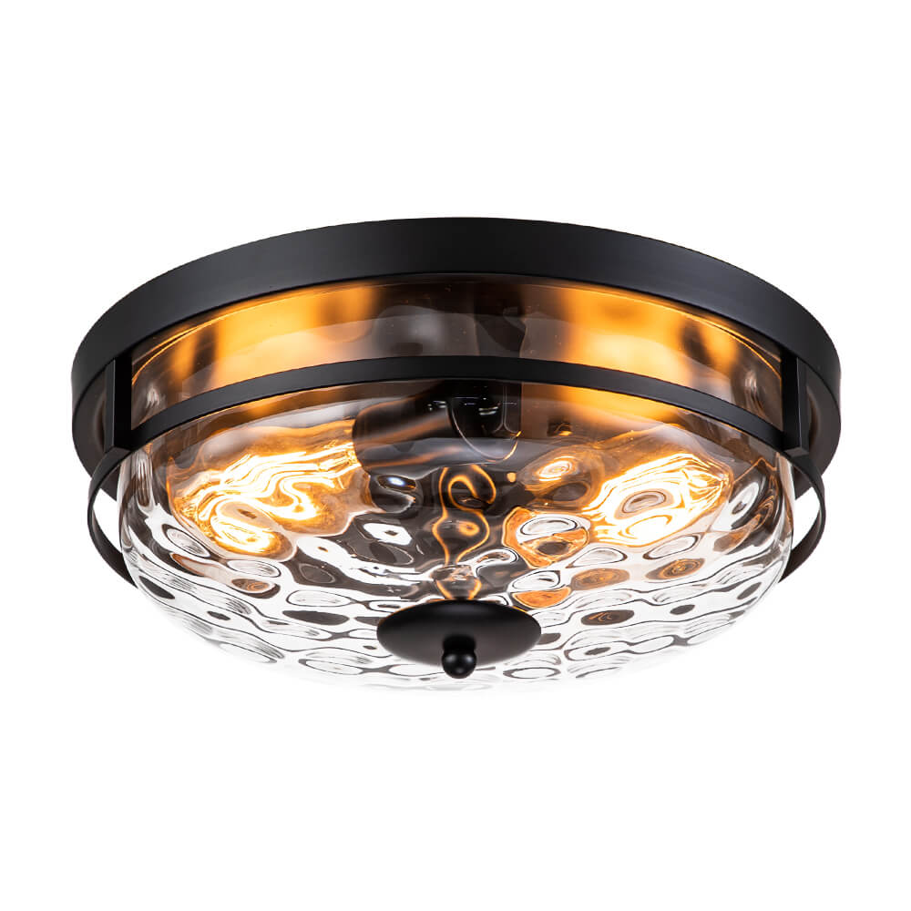 LightfixturesUAE-2-Light Modern Water Ripple Glass Flush Mount Ceiling Light-Ceiling Lights-Brass-