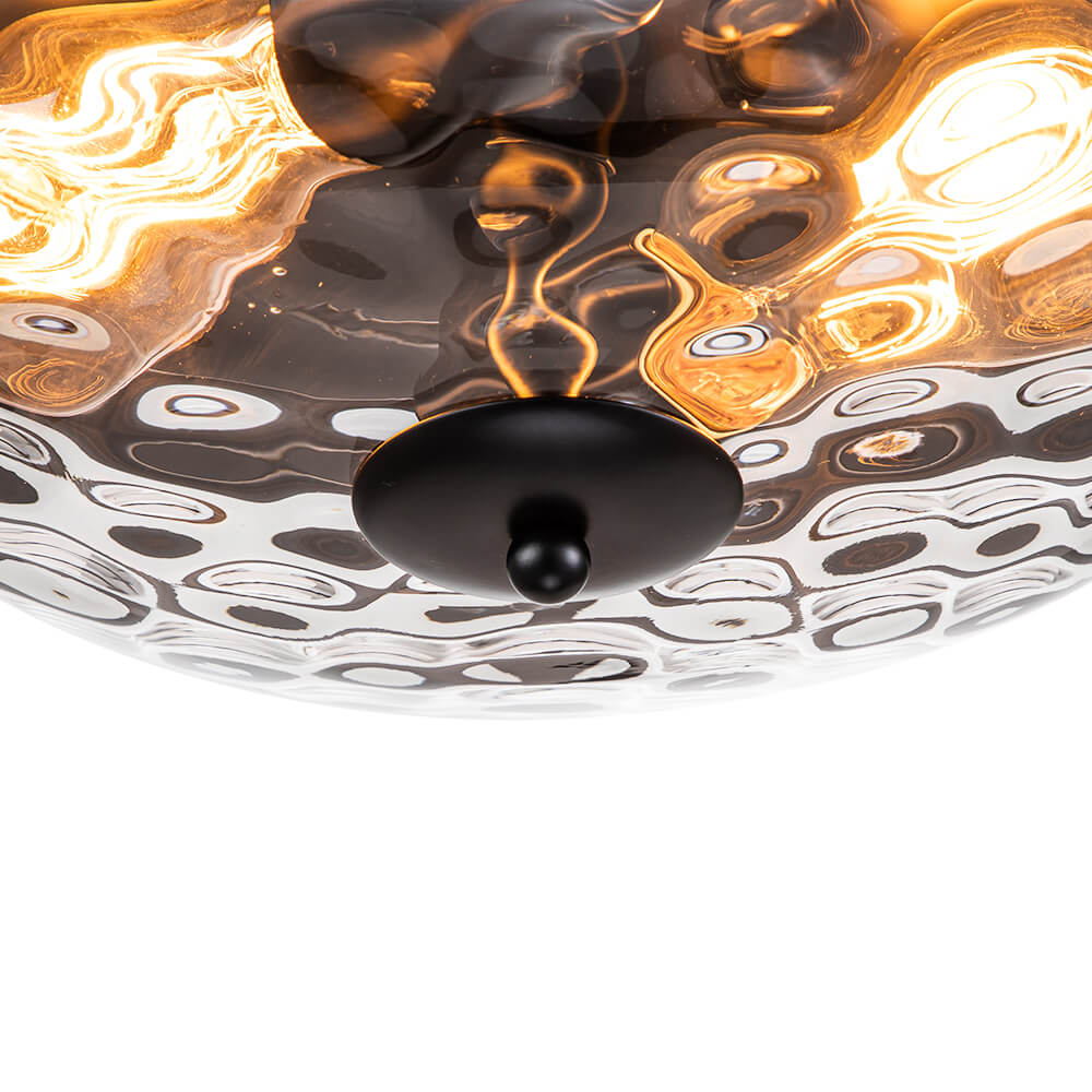LightfixturesUAE-2-Light Modern Water Ripple Glass Flush Mount Ceiling Light-Ceiling Lights-Brass-