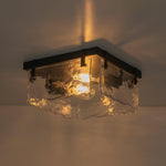 LightfixturesUAE-2-Light Modern Wave Water Ripple Glass Square Flush Mount-Ceiling Lights-Matte Black-