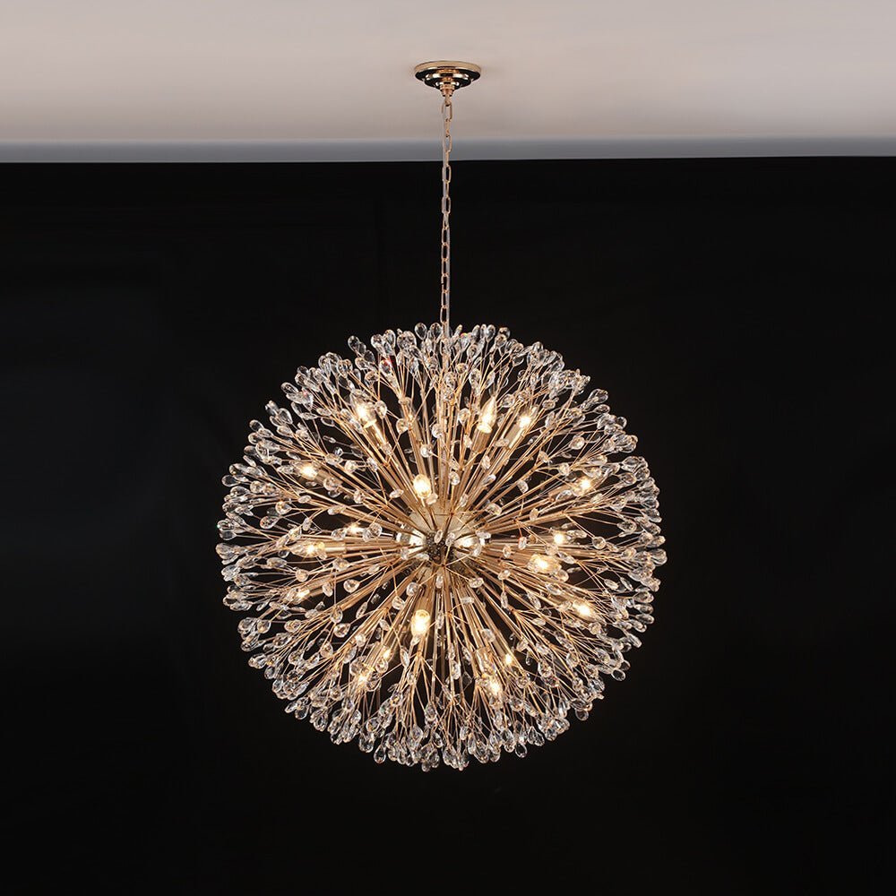 LightfixturesUAE-20-Light Oversized Blossom Firework Crystal Globe Dandelion Chandelier-Chandeliers-Chrome-