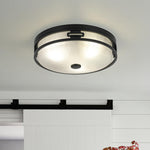 LightfixturesUAE-2/3-Light Modern Crackle Glass Drum Flush Mount-Ceiling Lights-2-Light-