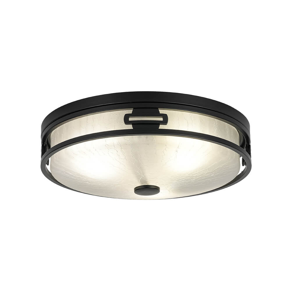 LightfixturesUAE-2/3-Light Modern Crackle Glass Drum Flush Mount-Ceiling Lights-3-Light-