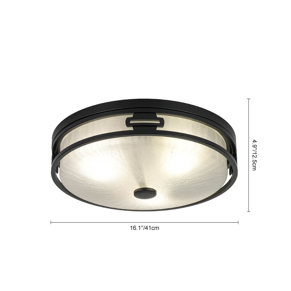LightfixturesUAE-2/3-Light Modern Crackle Glass Drum Flush Mount-Ceiling Lights-3-Light-