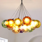 LightfixturesUAE-25-Light Modern Colored Bubble Cluster Globes Chandelier-Chandeliers-Yellow Tone-19 Globes