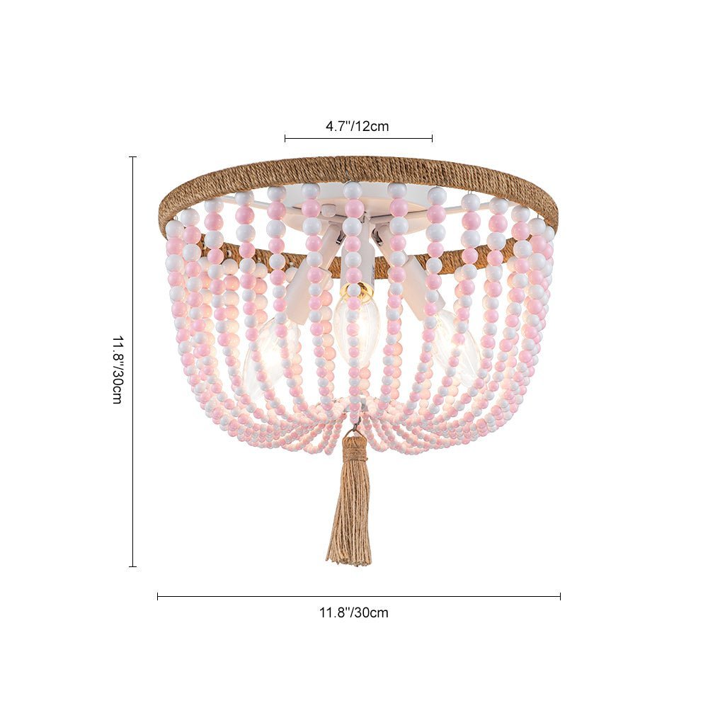 LightfixturesUAE-3-Light Coastal Colorful Beaded Flush Mount Ceiling Light-Ceiling Lights-Blue-