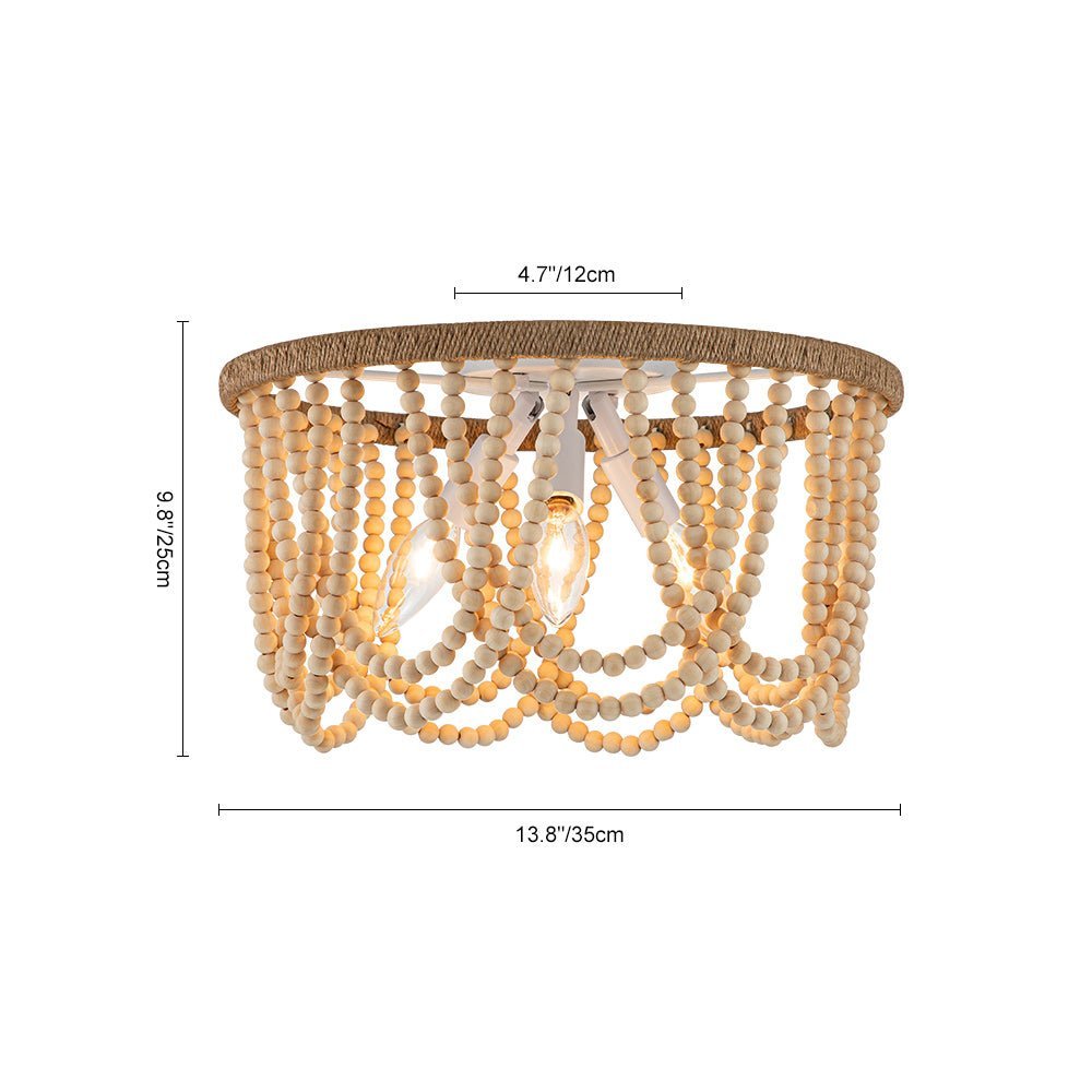 LightfixturesUAE-3-Light Coastal Modern Beaded Flush Mount Ceiling Light-Ceiling Lights-White/Plastic-