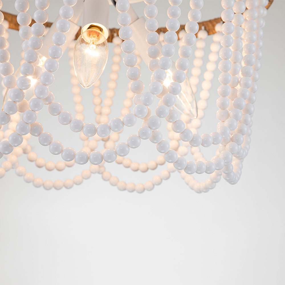 LightfixturesUAE-3-Light Coastal Modern Beaded Flush Mount Ceiling Light-Ceiling Lights-White/Plastic-