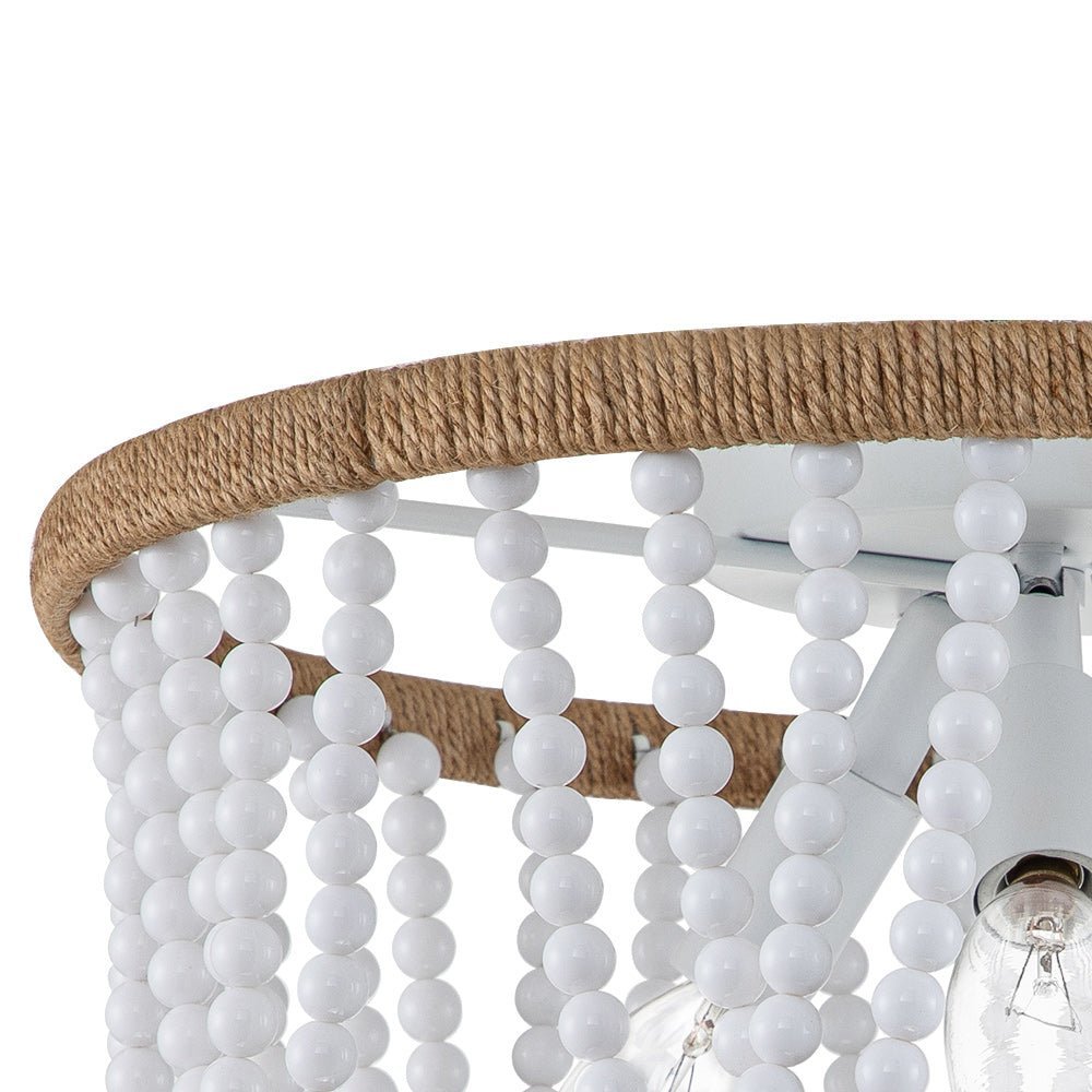 LightfixturesUAE-3-Light Coastal Modern Beaded Flush Mount Ceiling Light-Ceiling Lights-White/Plastic-
