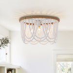 LightfixturesUAE-3-Light Coastal Modern Beaded Flush Mount Ceiling Light-Ceiling Lights-White/Plastic-