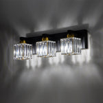 LightfixturesUAE-3-Light Dimmable Mid-century Modern Square Crystal Wall Sconce-Wall Lights-Black+Brass-