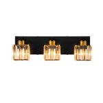 LightfixturesUAE-3-Light Dimmable Mid-century Modern Square Crystal Wall Sconce-Wall Lights-Black+Brass-
