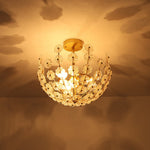 LightfixturesUAE-3-Light French Gold Floral Semi Flush Mount Light with Glass Flowers-Ceiling Lights-Gold-