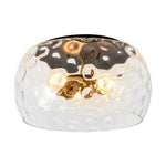 LightfixturesUAE-3-Light Hammered Glass Flush Mount Ceiling Light with Bowl Shade in Antique Brass and Matte Black-Ceiling Lights-Black-