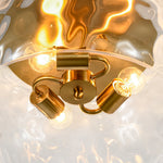 LightfixturesUAE-3-Light Hammered Glass Flush Mount Ceiling Light with Bowl Shade in Antique Brass and Matte Black-Ceiling Lights-Black-