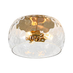 LightfixturesUAE-3-Light Hammered Glass Flush Mount Ceiling Light with Bowl Shade in Antique Brass and Matte Black-Ceiling Lights-Black-