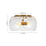 LightfixturesUAE-3-Light Hammered Glass Flush Mount Ceiling Light with Bowl Shade in Antique Brass and Matte Black-Ceiling Lights-Black-