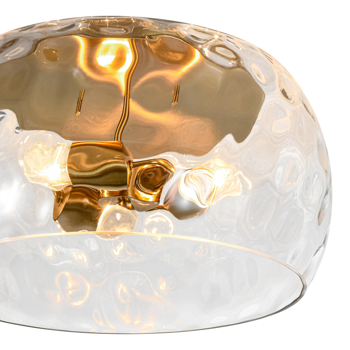 LightfixturesUAE-3-Light Hammered Glass Flush Mount Ceiling Light with Bowl Shade in Antique Brass and Matte Black-Ceiling Lights-Black-