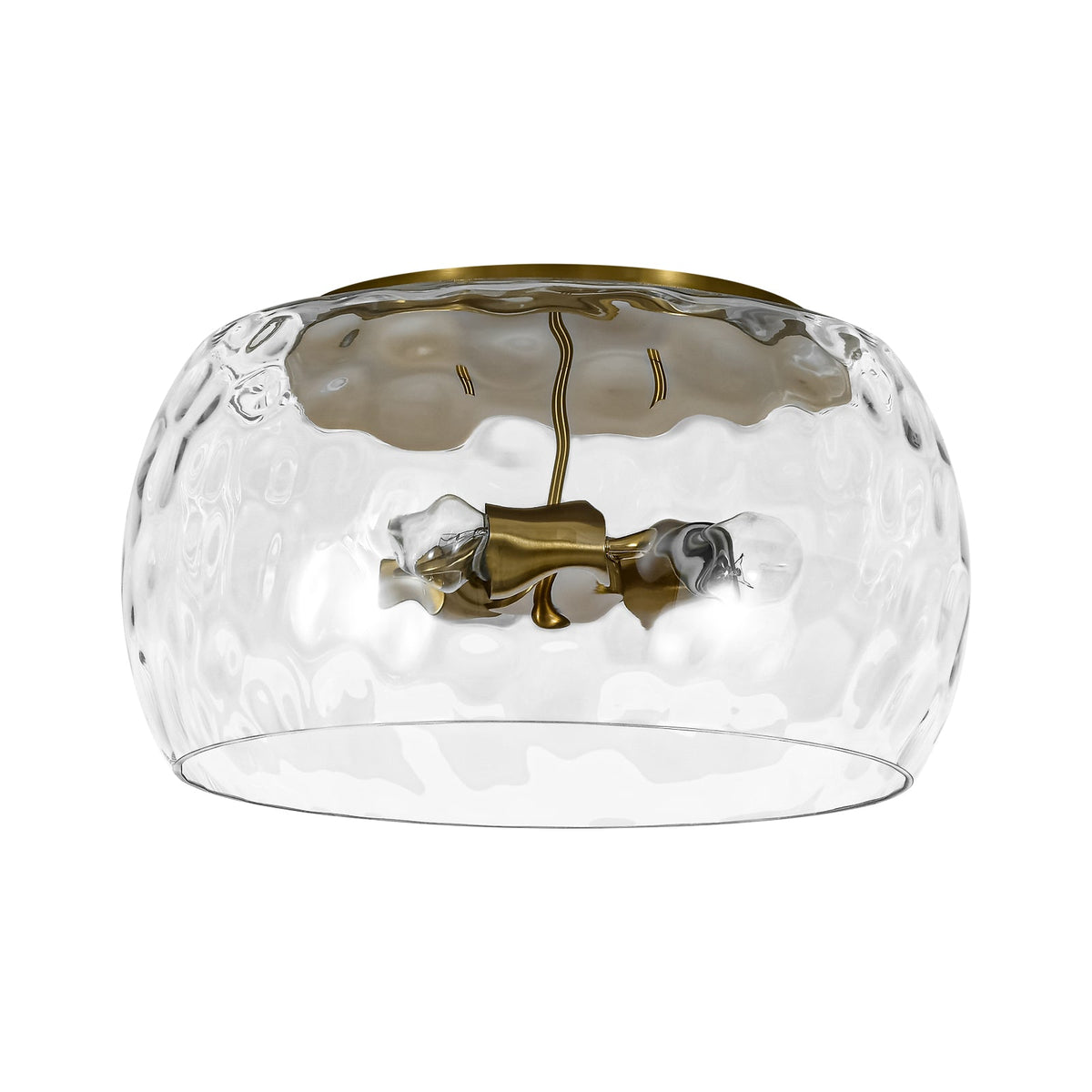 LightfixturesUAE-3-Light Hammered Glass Flush Mount Ceiling Light with Bowl Shade in Antique Brass and Matte Black-Ceiling Lights-Black-