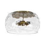 LightfixturesUAE-3-Light Hammered Glass Flush Mount Ceiling Light with Bowl Shade in Antique Brass and Matte Black-Ceiling Lights-Black-
