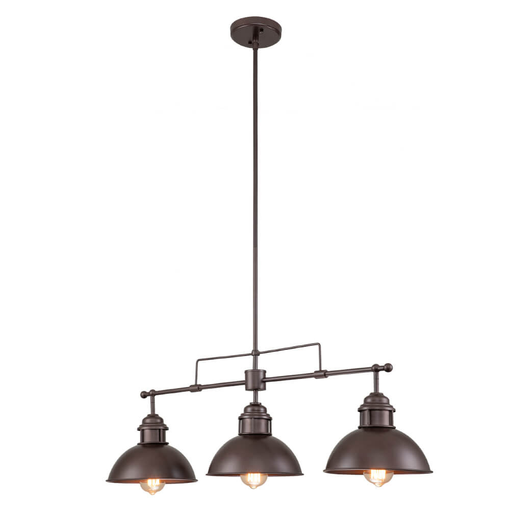 LightfixturesUAE-3-Light Industrial Linear Dome Kitchen Island Chandelier-Chandeliers-Oil-Rubbed Bronze-