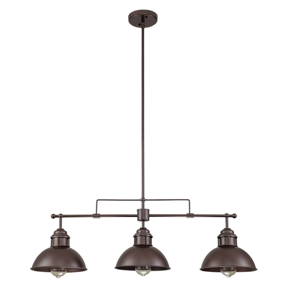 LightfixturesUAE-3-Light Industrial Linear Dome Kitchen Island Chandelier-Chandeliers-Oil-Rubbed Bronze-