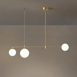 LightfixturesUAE-3-Light Mid-Century Modern Brass Linear Semi Flush Mount Ceiling Light-Ceiling Lights - 