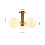 LightfixturesUAE-3-Light Mid-Century Modern Opal Glass Sputnik Semi Flush Mount-Ceiling Lights - 