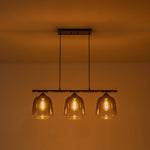 LightfixturesUAE-3-Light Modern Bell Gradient Grey Glass Linear Island Chandelier-Chandeliers-Matte Black-