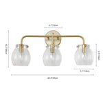 LightfixturesUAE-3-Light Modern Brass Seeded Glass Linear Wall Sconces-Wall Lights - 